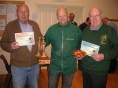 Peter Blake and Pat Hughes receive Turning of the month and Highly commended certificates respectively from Mark Baker
